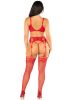3pc Lace Bra Top, G-String, and Stockings