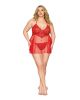 Babydoll and G-String Dmnd - One Size Queen -  Red