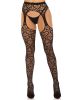 Heart Net Suspender Pantyhose - One Size - Black