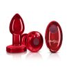 Cheeky Charms - Rechargeable Vibrating Metal Butt Plug With Remote Control - Red - Small