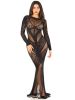 Lace and Net Body Con Gown - With Heart Keyhole Detail